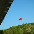Turkish Flag at Fatih Sultan Mehmet Bridge
