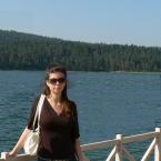 in front of a lake