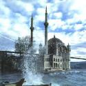 Ortakoy Mosque on windy day
