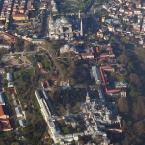 Aerial view of Blue Mosque, Hagia Sophia and Topkapi Palace 